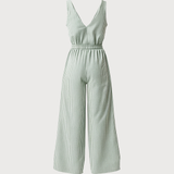 Striped jumpsuit in lime