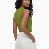 Knit sleeveless top in olive