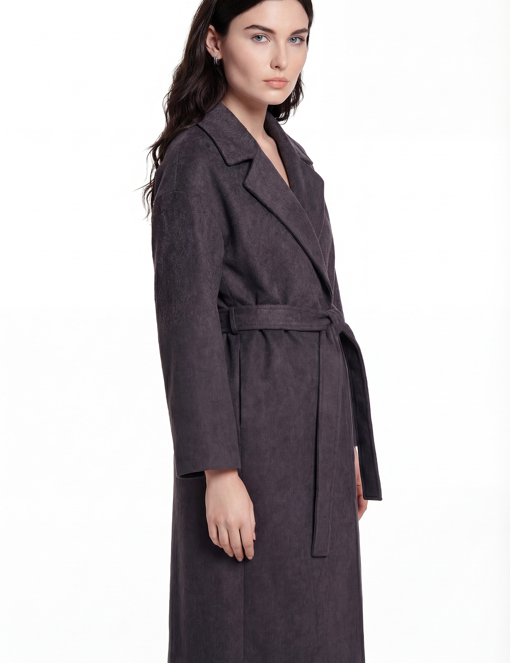 Wool wrap coat in black