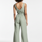 Striped jumpsuit in lime