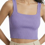 Knit crop tank in purple