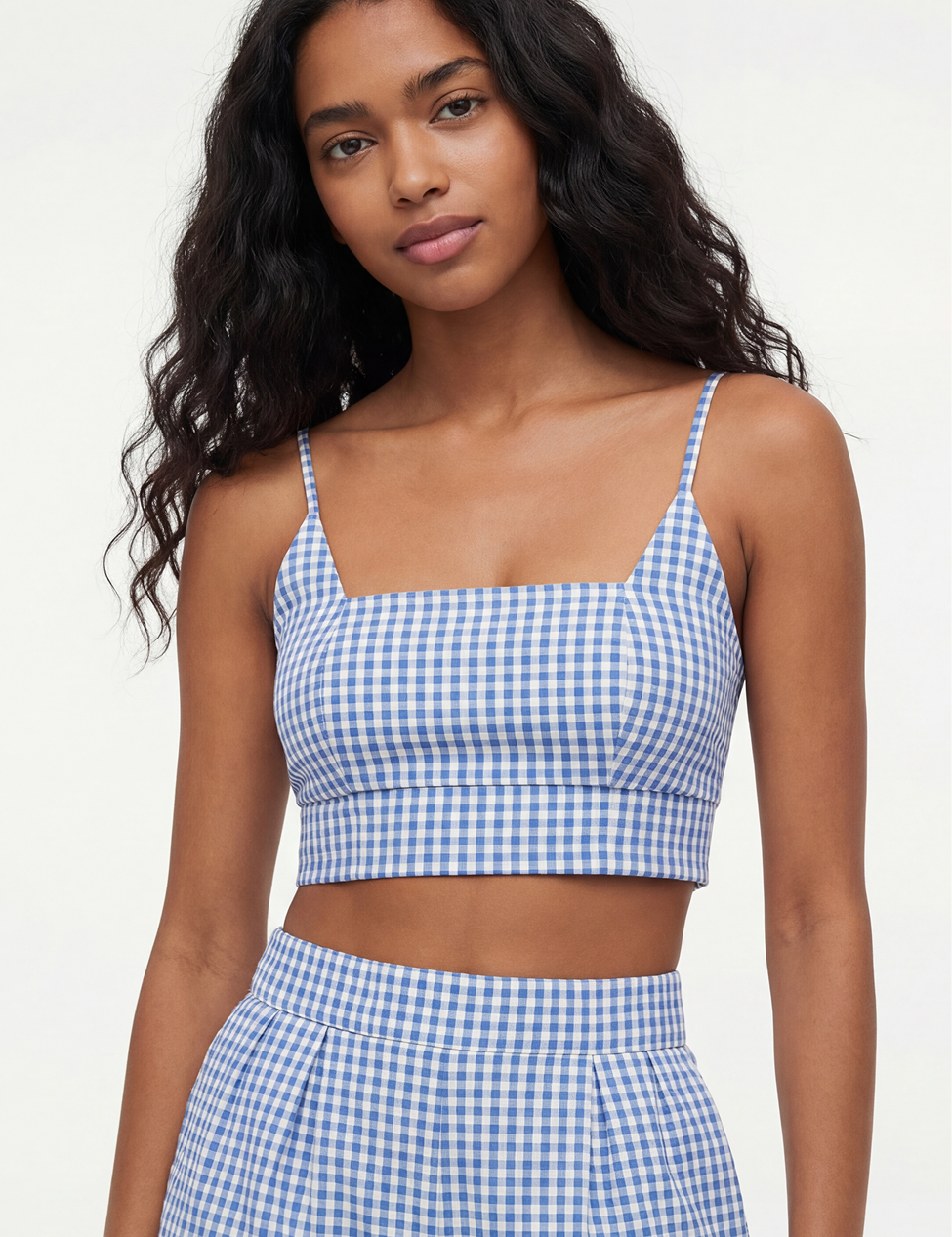 Checkered tank in baby blue