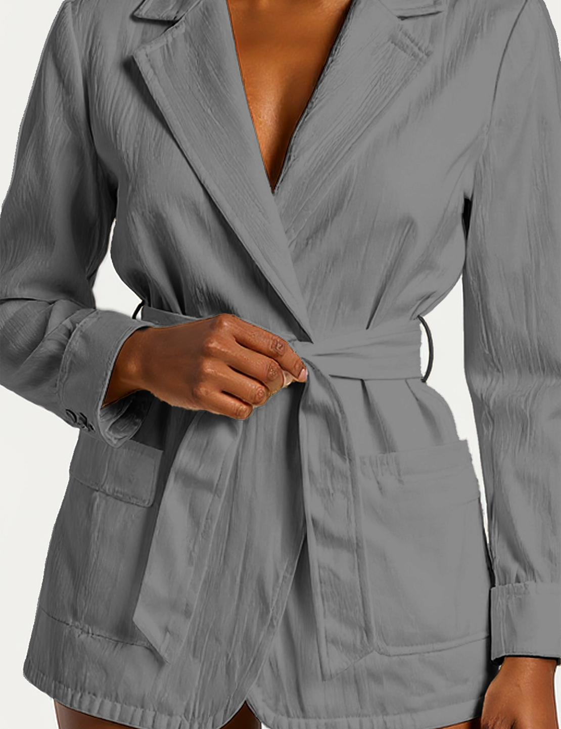 Linen wrap jacket in gray