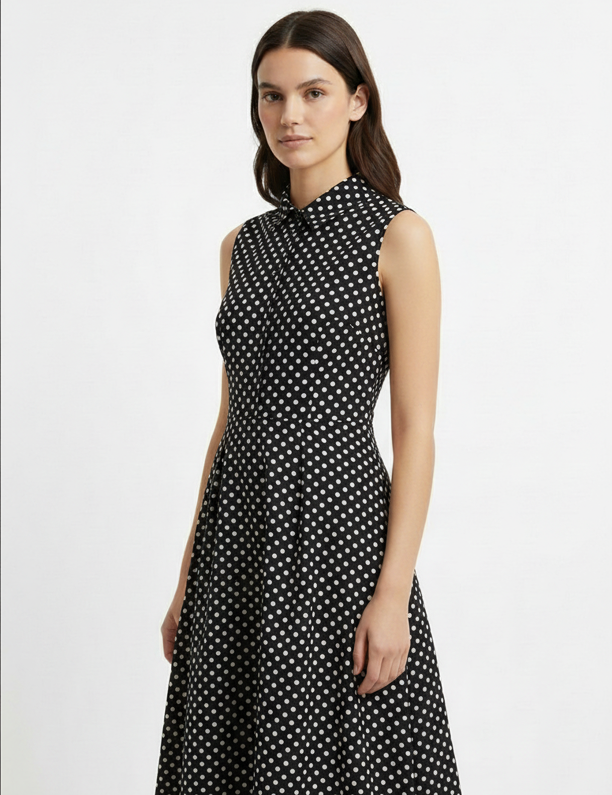 Polka dot day dress in navy
