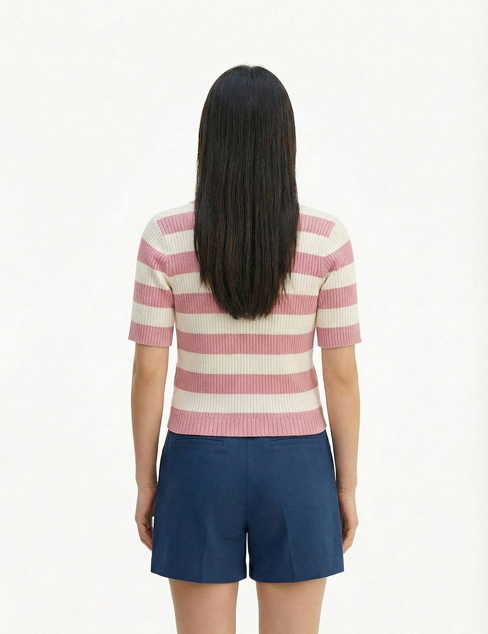 Striped knit t-shirt in pink