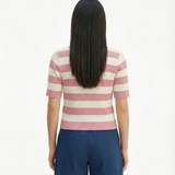 Striped knit t-shirt in pink