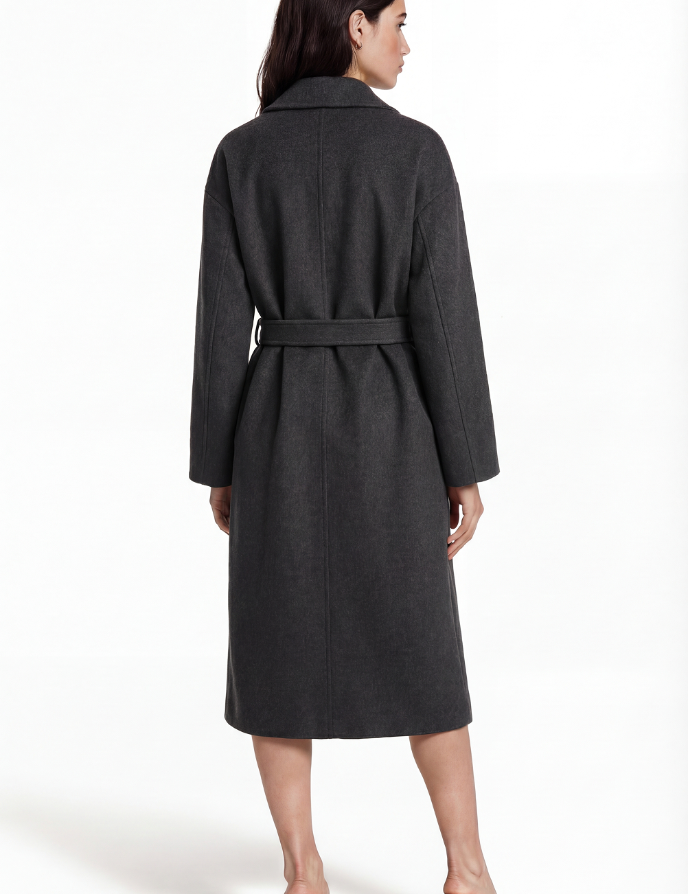 Wool wrap coat in black
