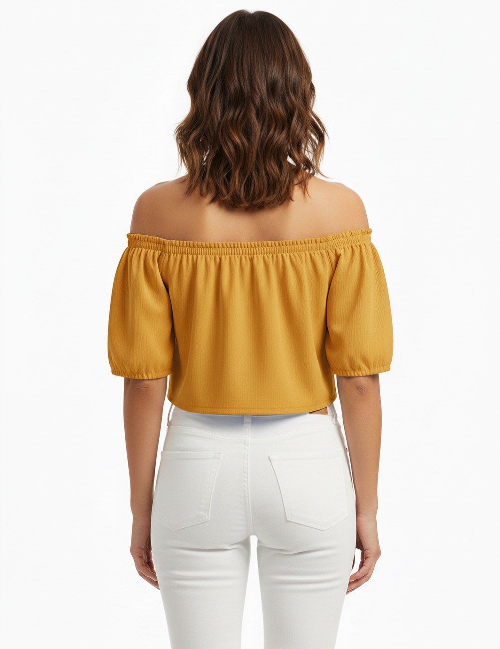 Off-shoulder top in mustard