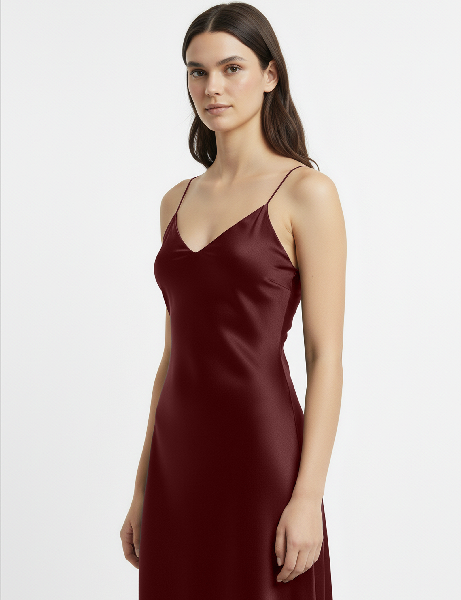 V-neck slip dress in maroon