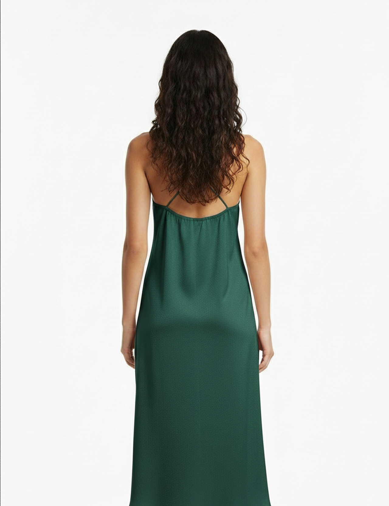 Classic silk slip dress in emerald