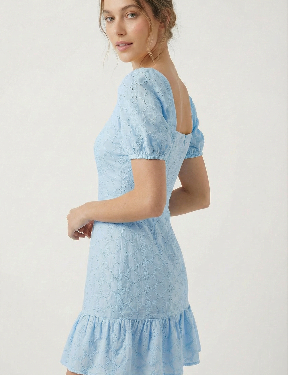 Eyelet dress in baby blue