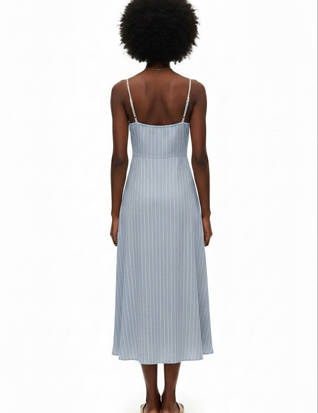 Striped tank dress in baby blue
