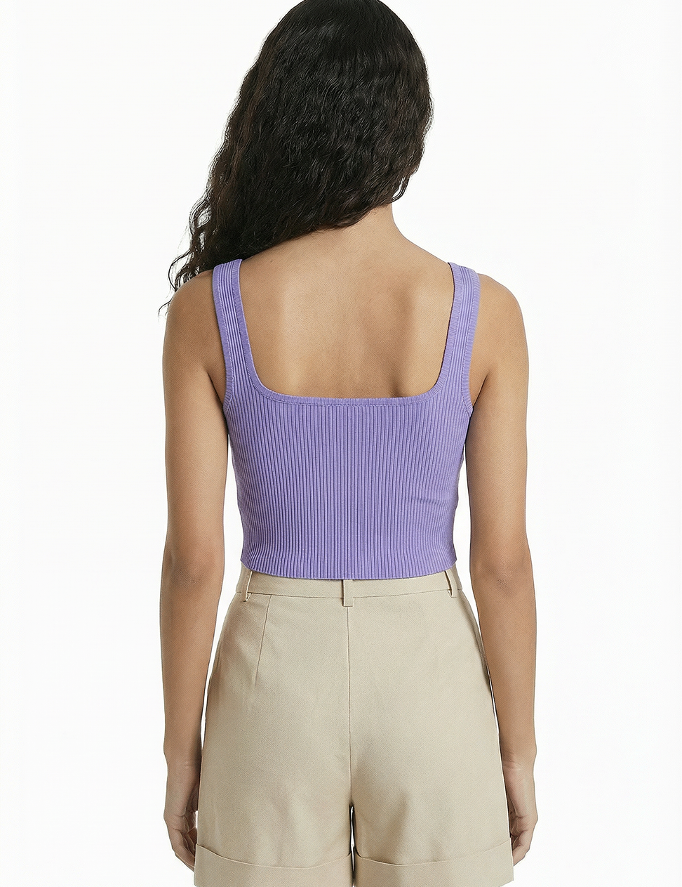 Knit crop tank in purple