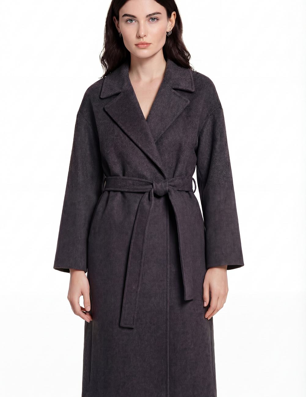 Wool wrap coat in black