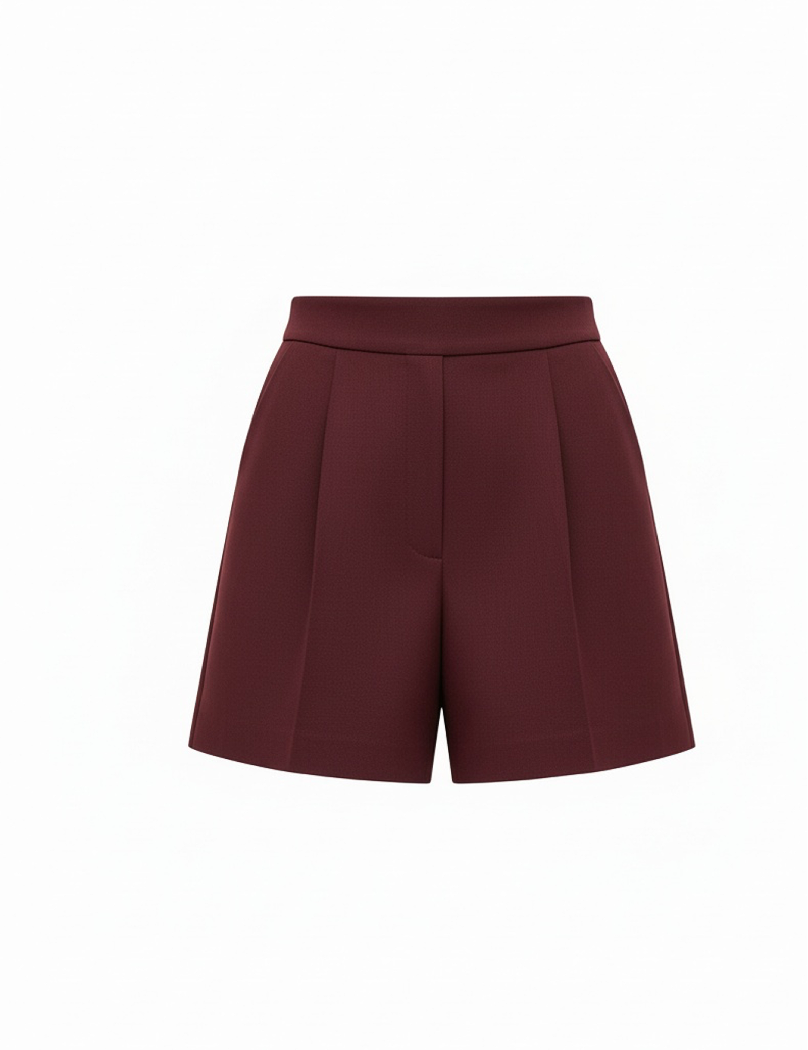 Front pleat shorts in maroon