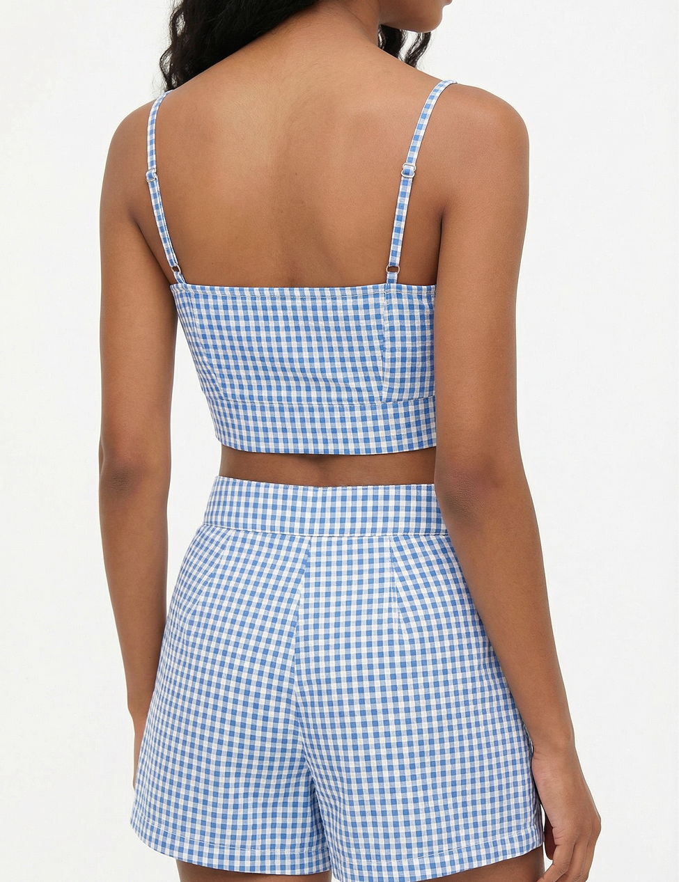 Checkered tank in baby blue