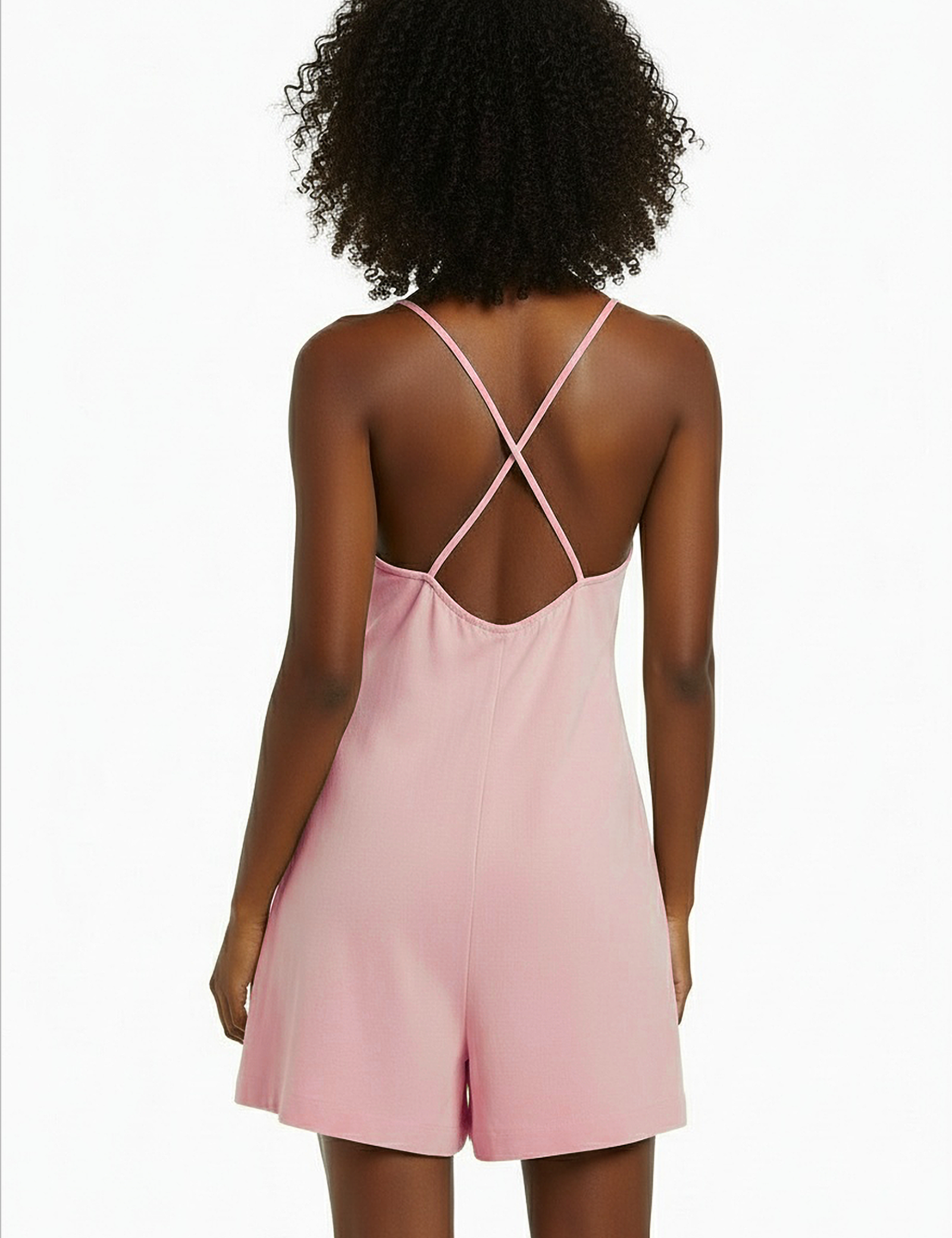 Silk romper in pink