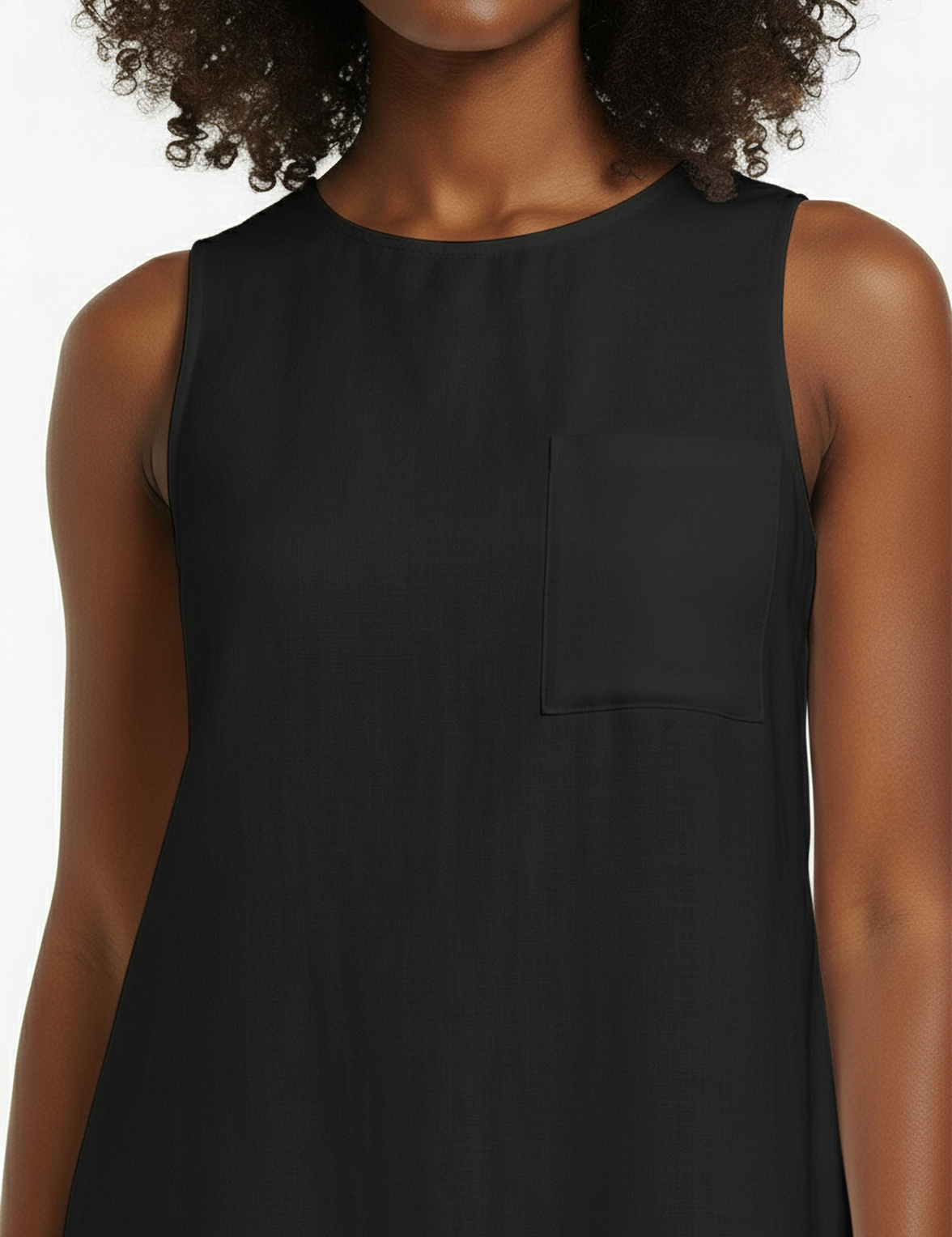 Linen shift dress in black