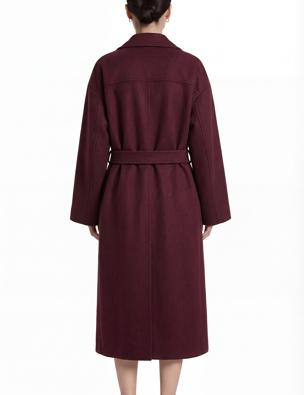 Wool trench in maroon