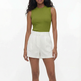 Knit sleeveless top in olive