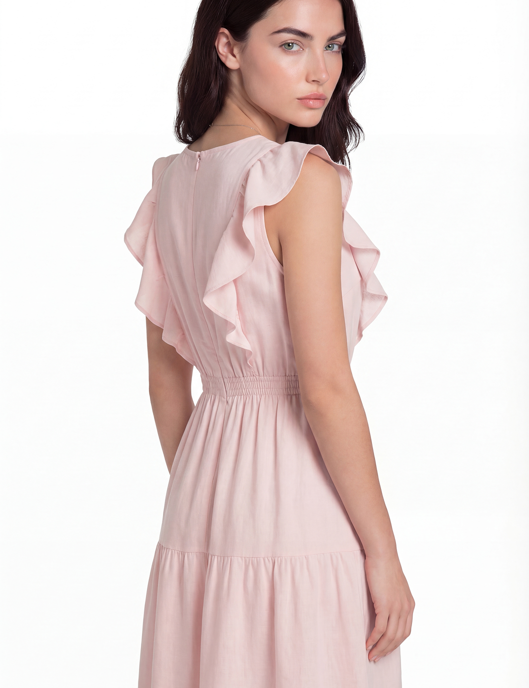 Ruffle mini dress in pink