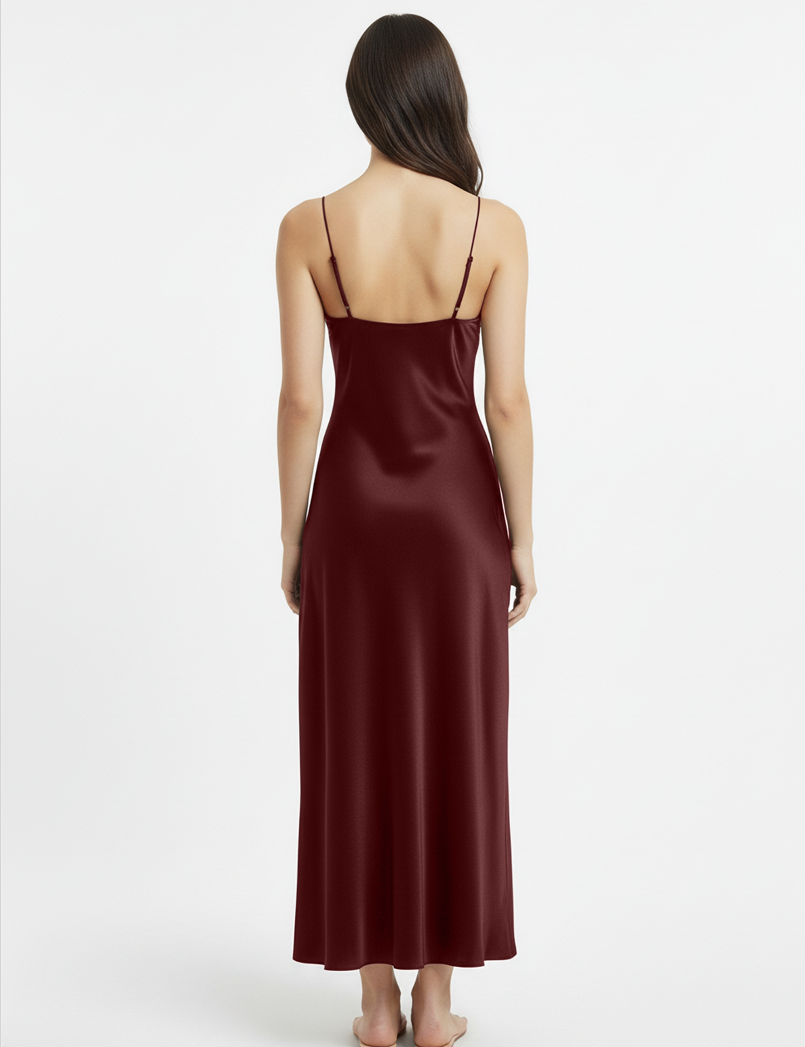 V-neck slip dress in maroon
