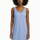 Scalloped mini dress in light blue