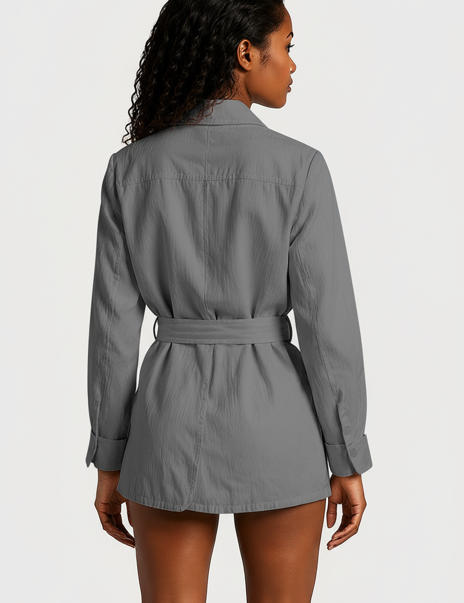 Linen wrap jacket in gray