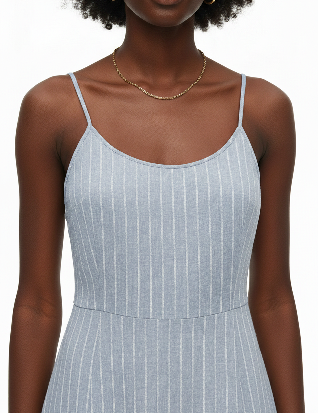 Striped tank dress in baby blue