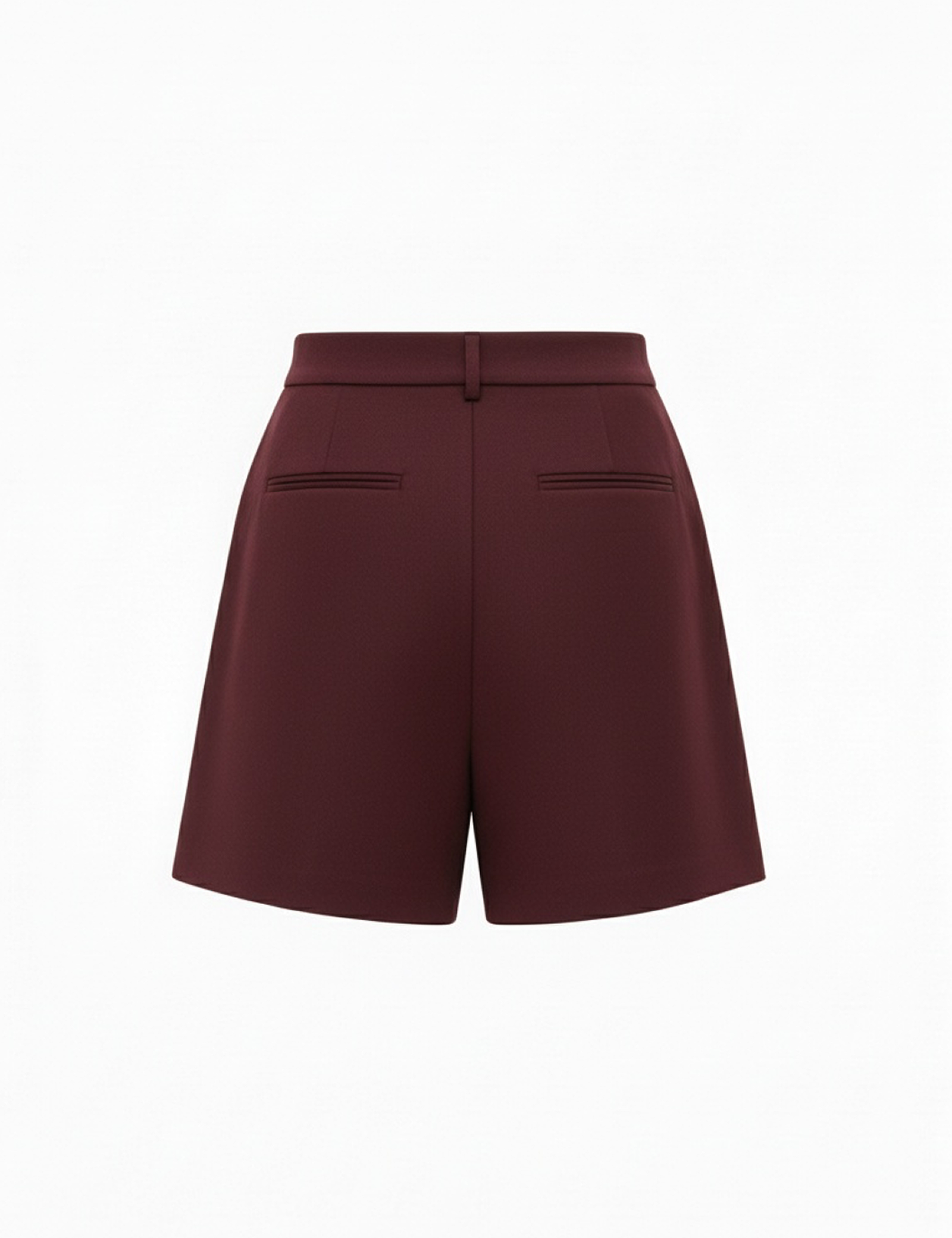 Front pleat shorts in maroon