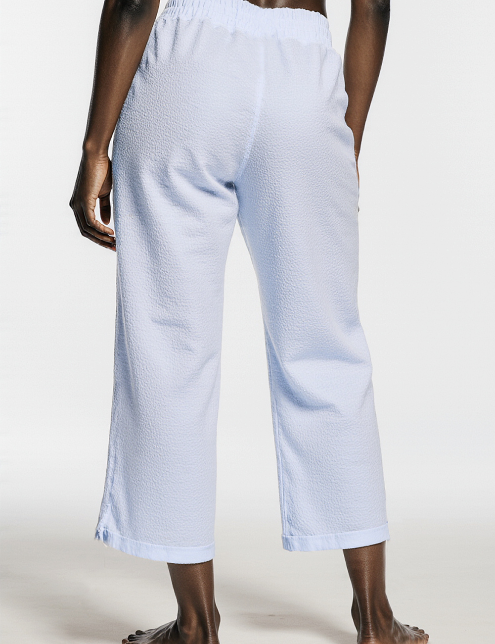 Linen crop pant in light blue