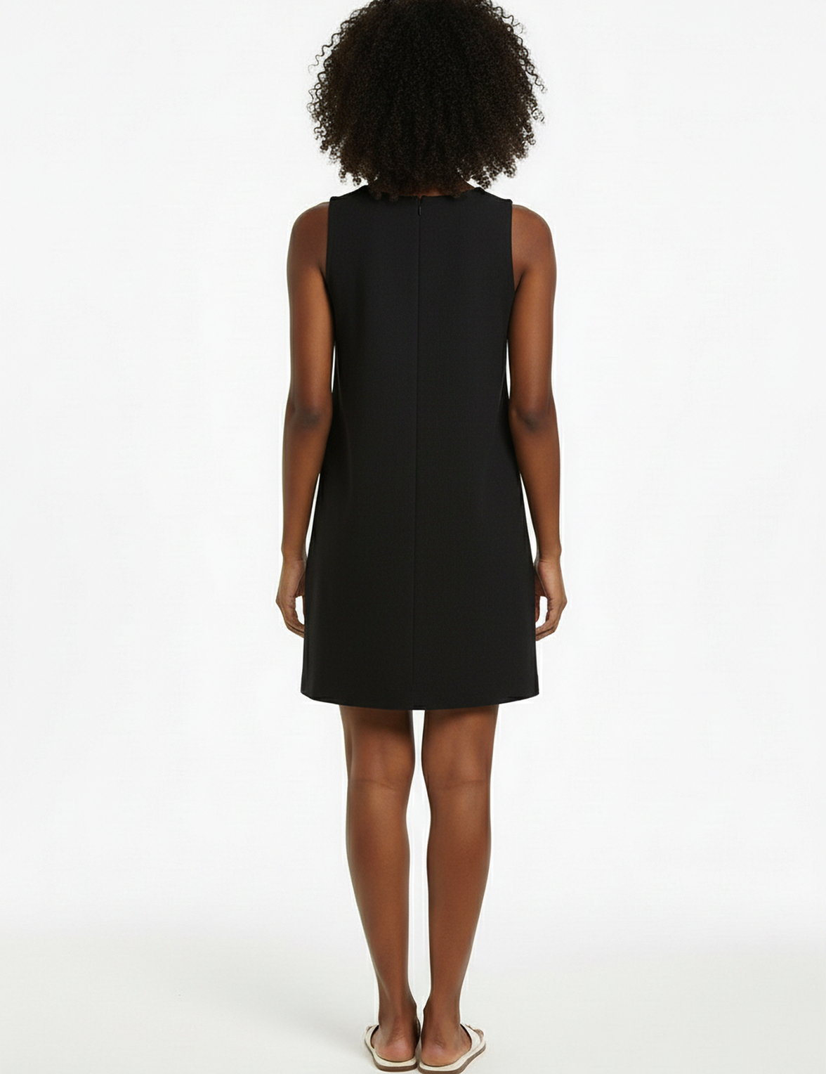 Linen shift dress in black
