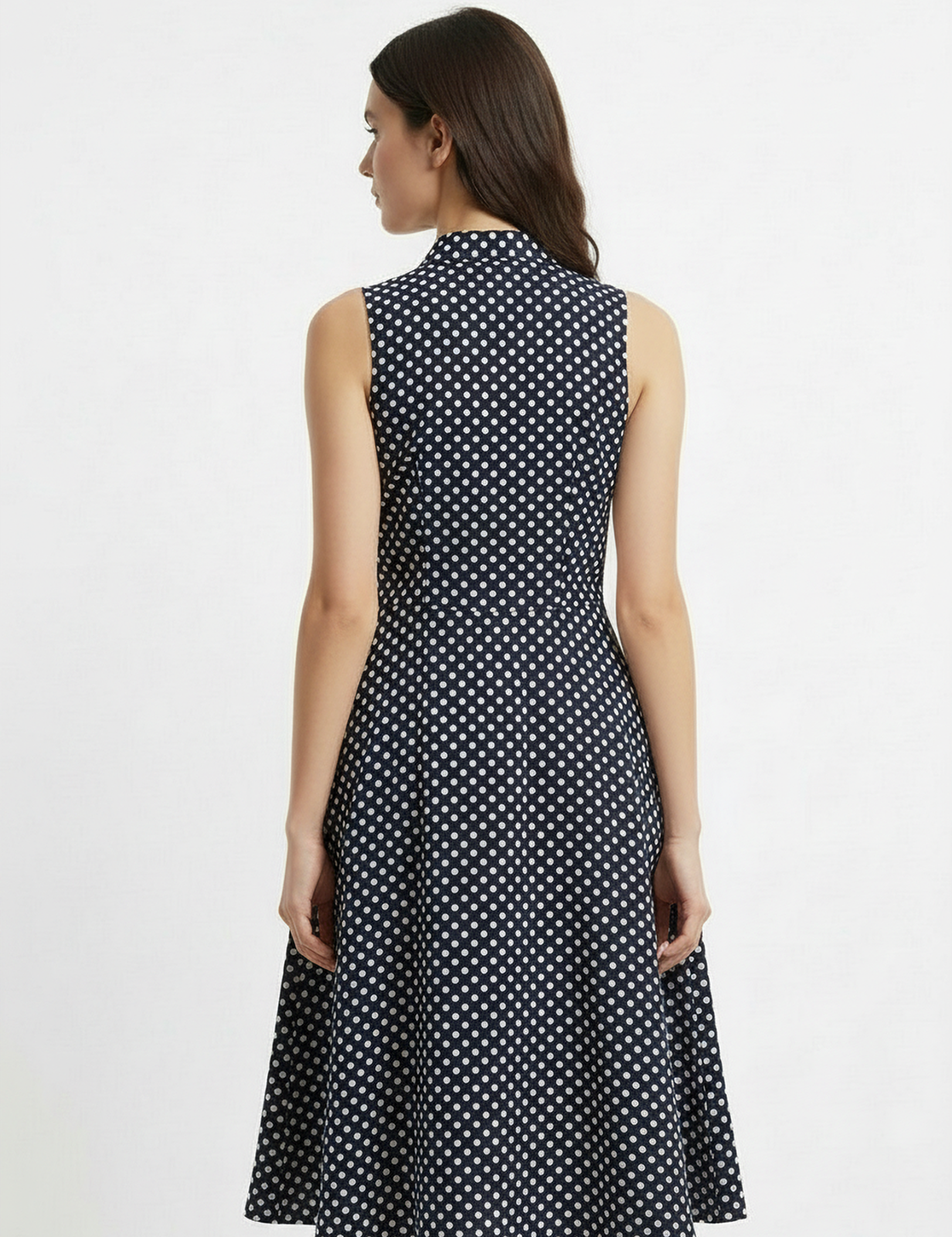 Polka dot day dress in navy