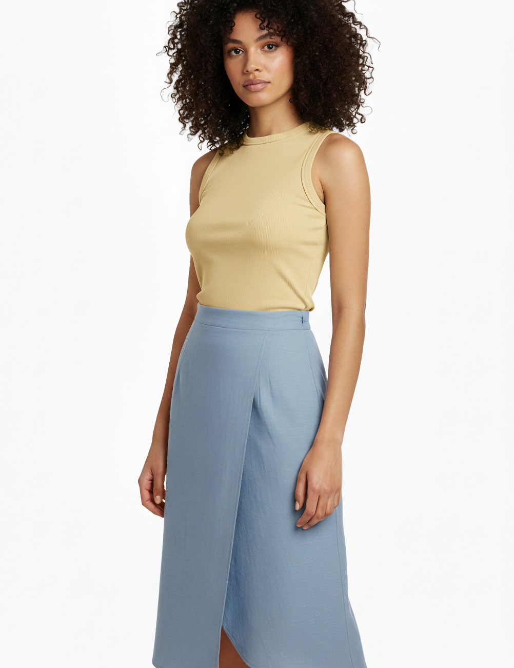 Knit ribbed tank in butter