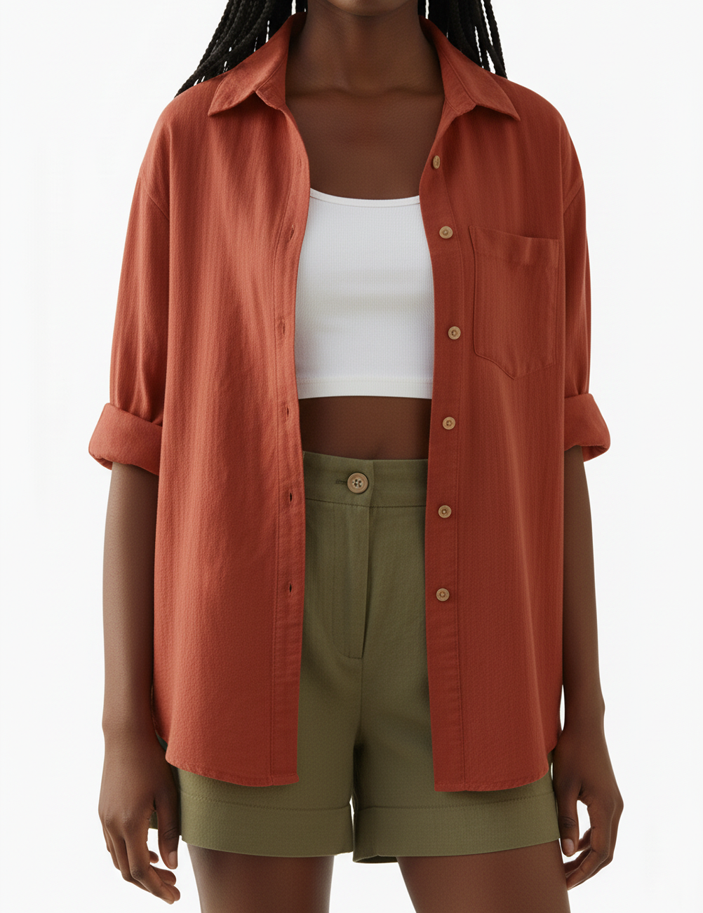 Classic button down in burnt orange