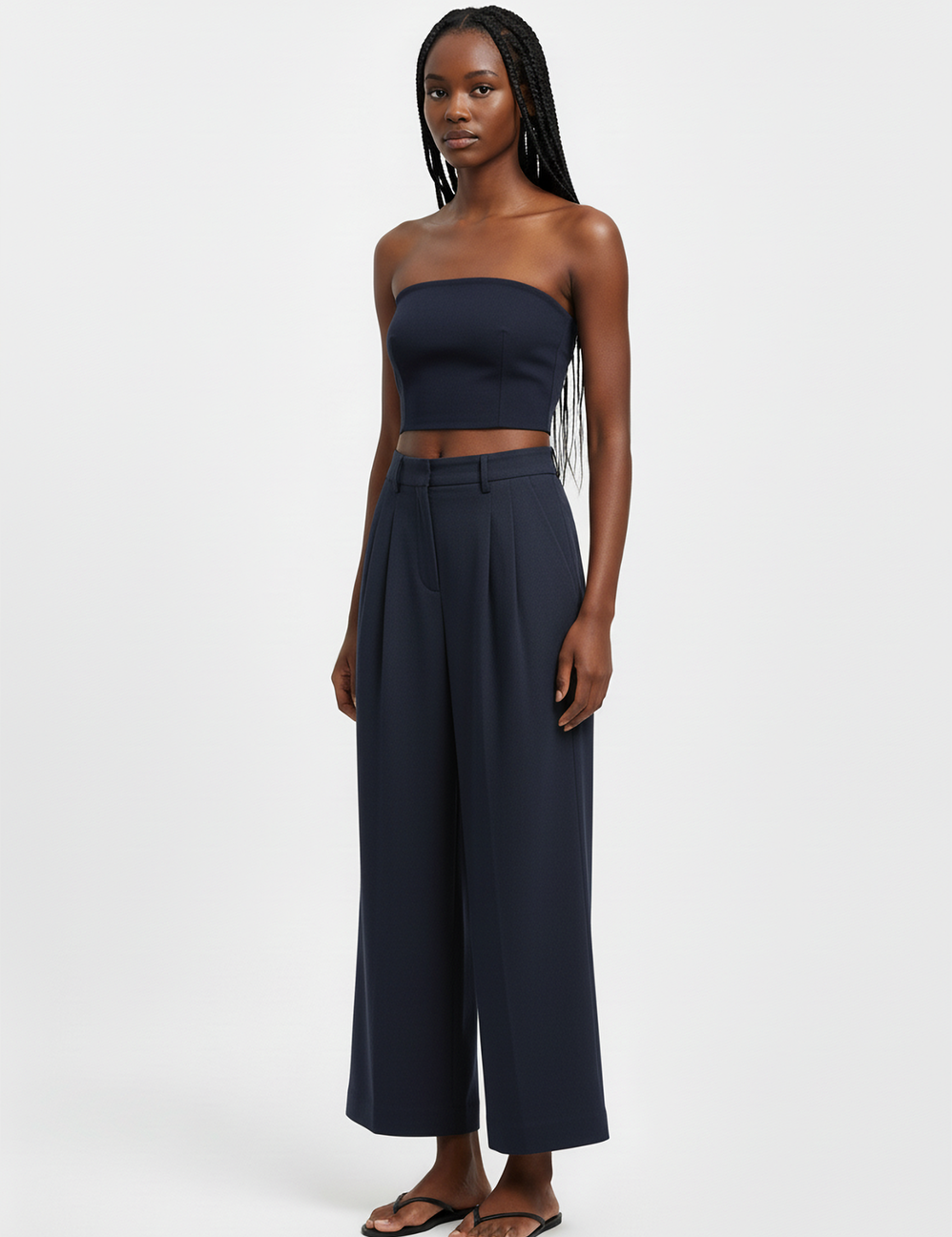 Silk trouser in navy