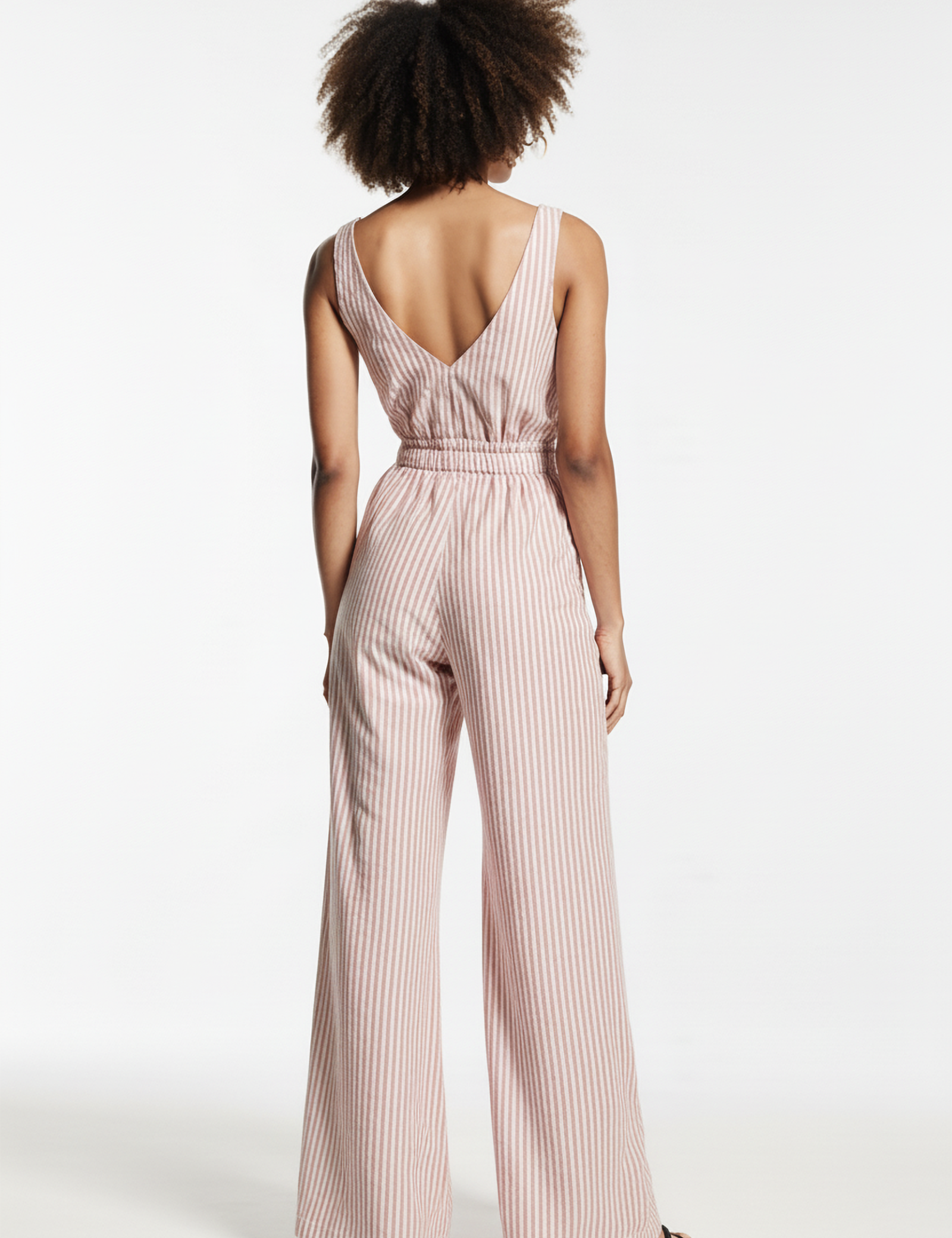 Striped jumpsuit in pink