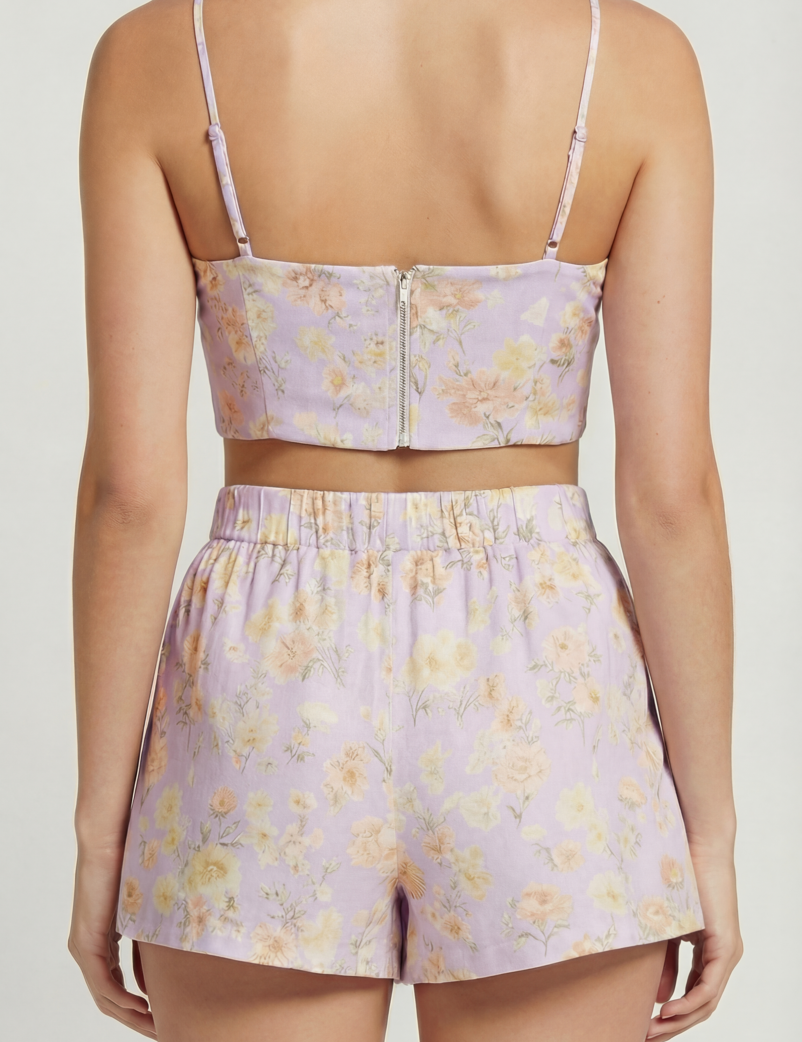 Floral crop tank in lilac
