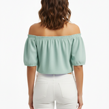 Off-shoulder top in seafoam