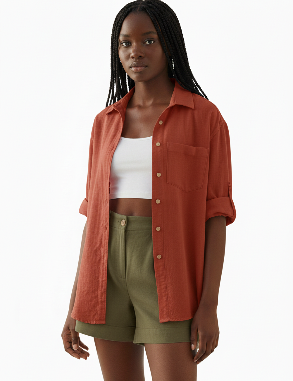 Classic button down in burnt orange
