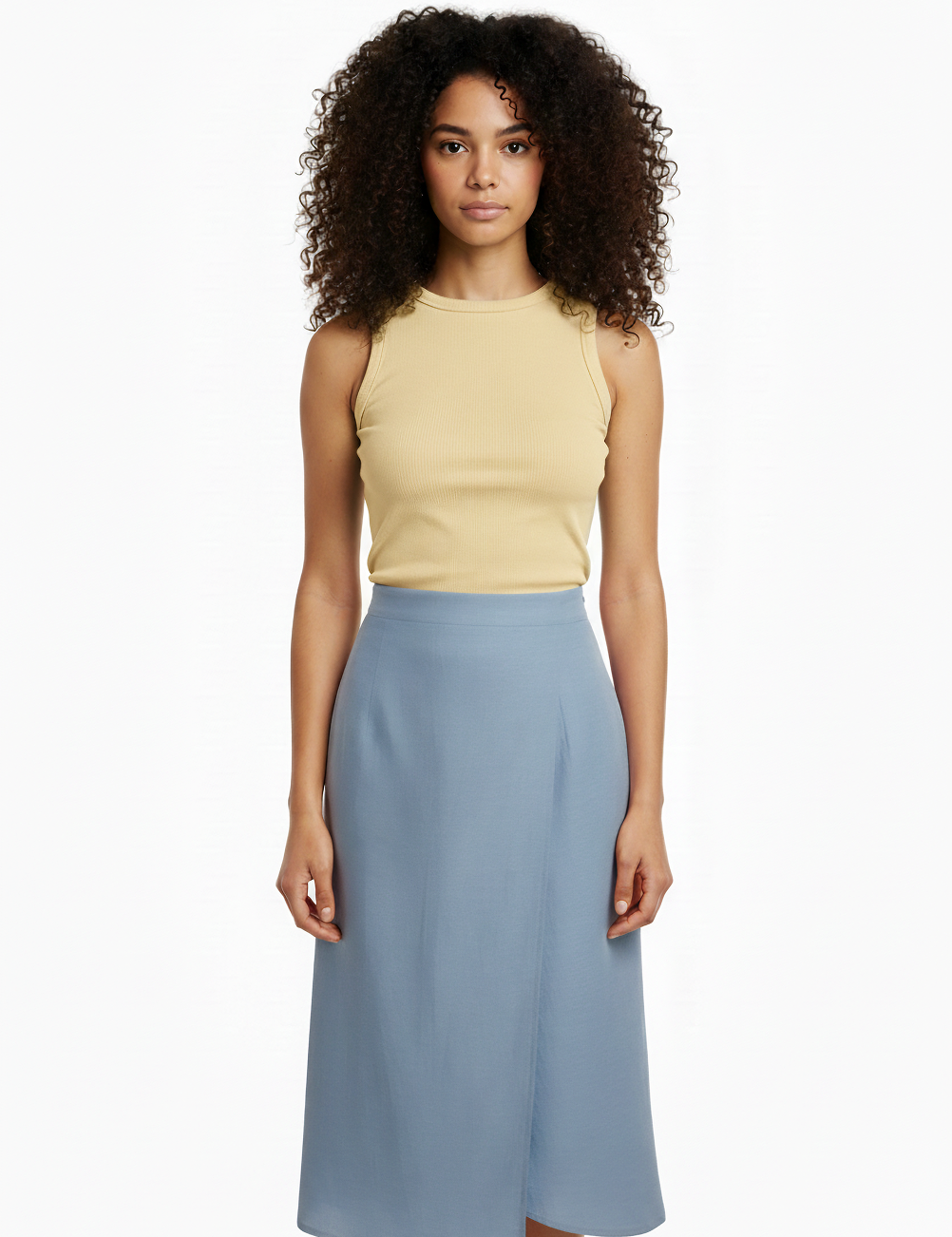Bias wrap skirt in baby blue