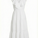 Ruffle mini dress in white