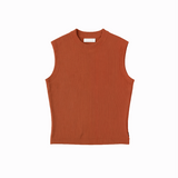 Knit sleeveless top in burnt orange