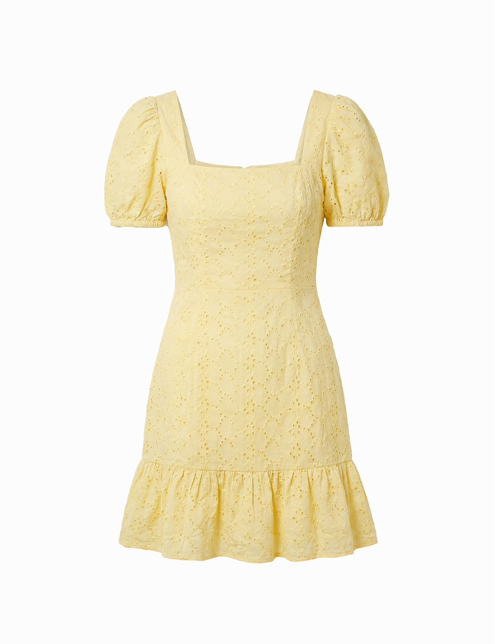 Eyelet dress in yellow