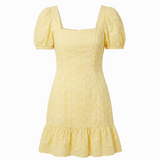 Eyelet dress in yellow
