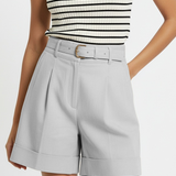 Belted short in gray