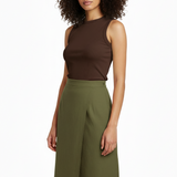 Bias wrap skirt in olive