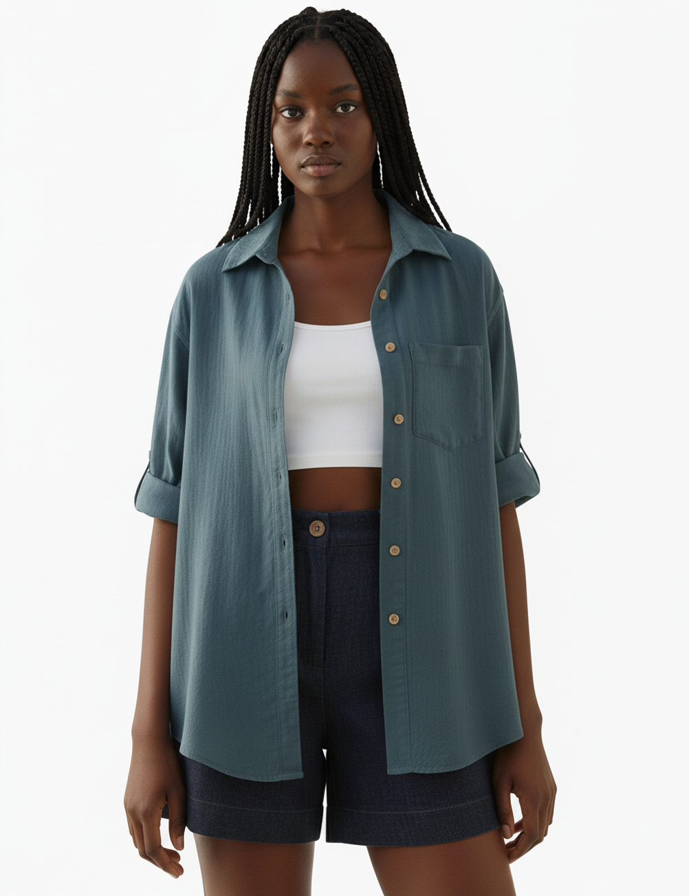 Classic button down in medium blue
