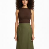 Bias wrap skirt in olive