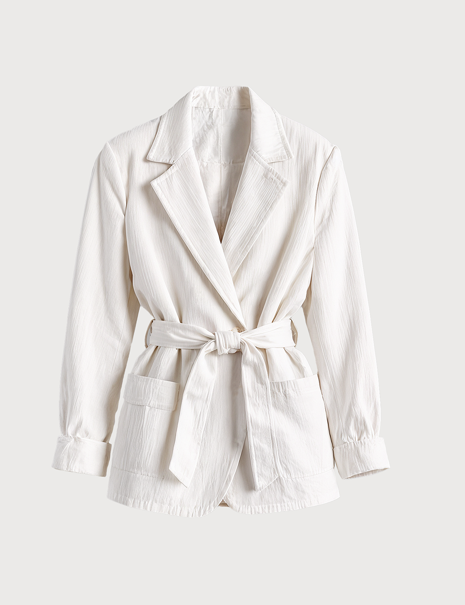 Linen wrap jacket in white
